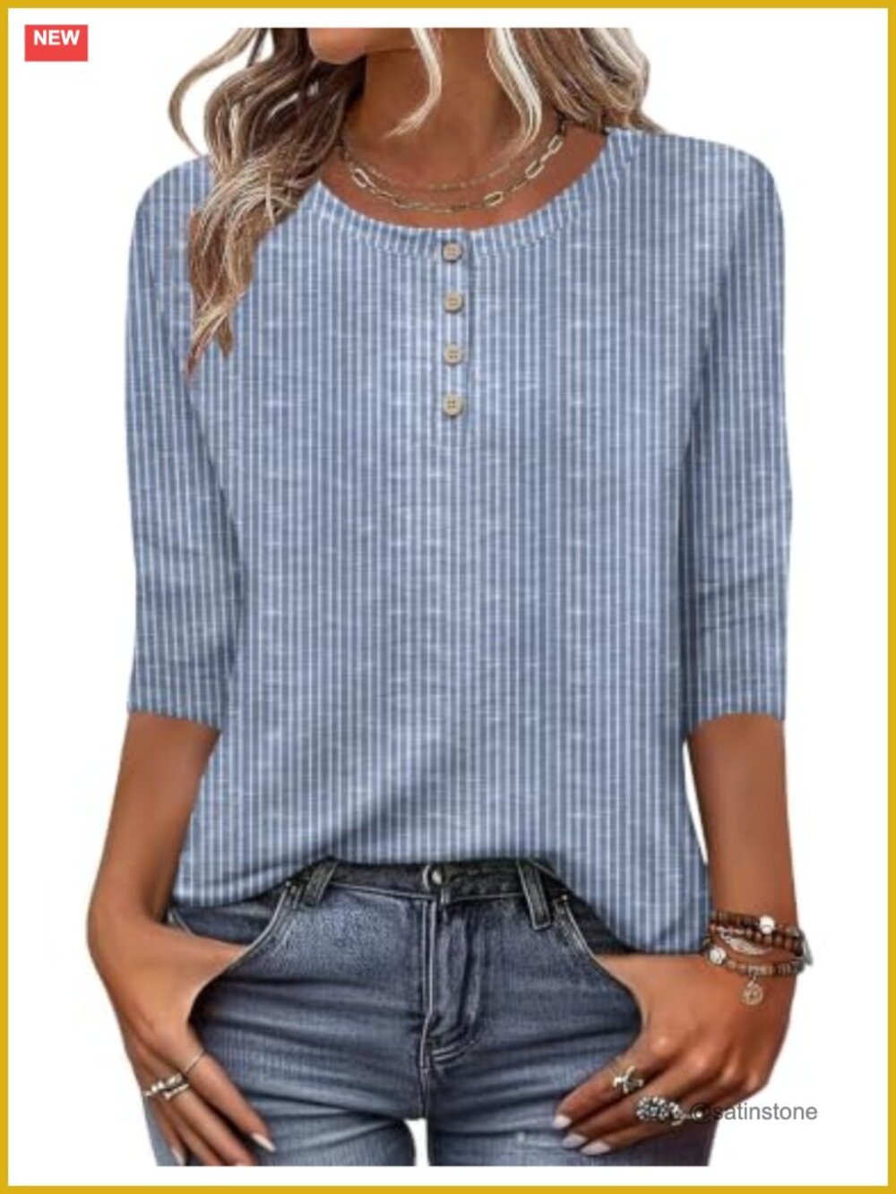 Womens 3/4 Sleeve Tunic Top Dressy Casual Blouse Button Down Loose Fit Floral